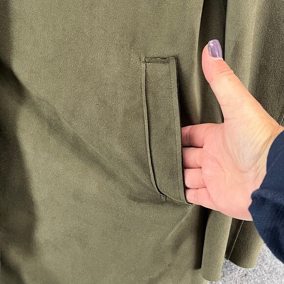 Carolina Belle Long Blazer Womens M Olive Green Snap Jacket Minimalist Corpcore - Picture 6 of 15